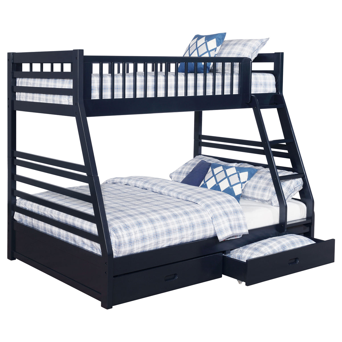 Ashton Twin over Full Bunk Bed with 2 Storage Drawers - A-Frame Pine in White, Cappuccino, Navy or Grey โ view 16