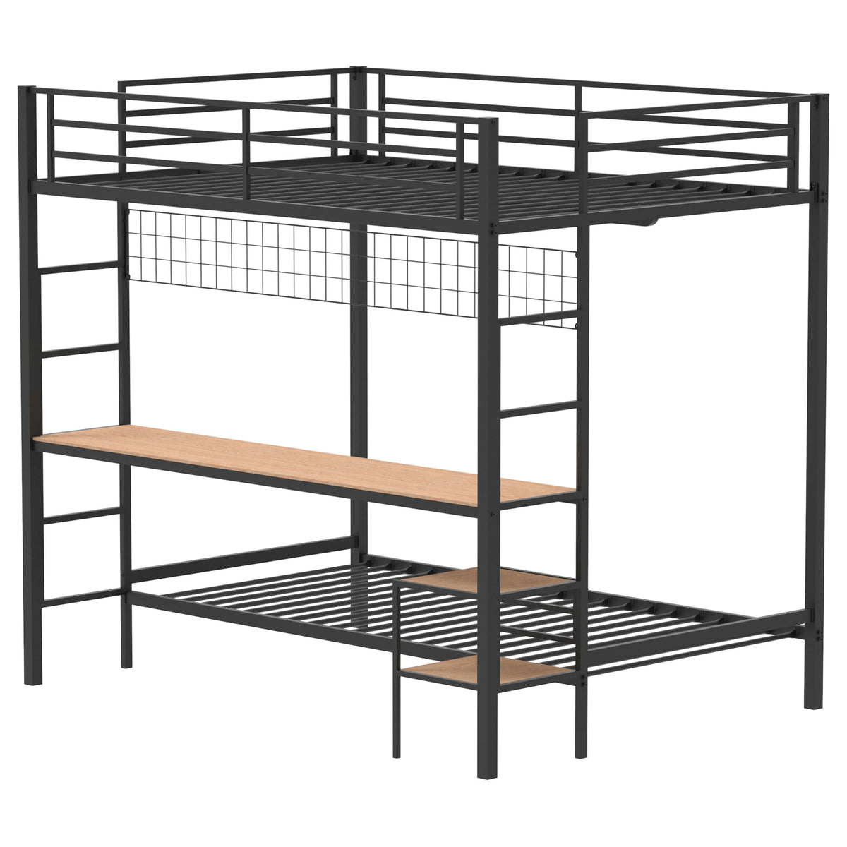 Bettoni Full Over Twin Workstation Bunk Bed with Built-In Desk - Metal in Matte Black or Matte White – view 6