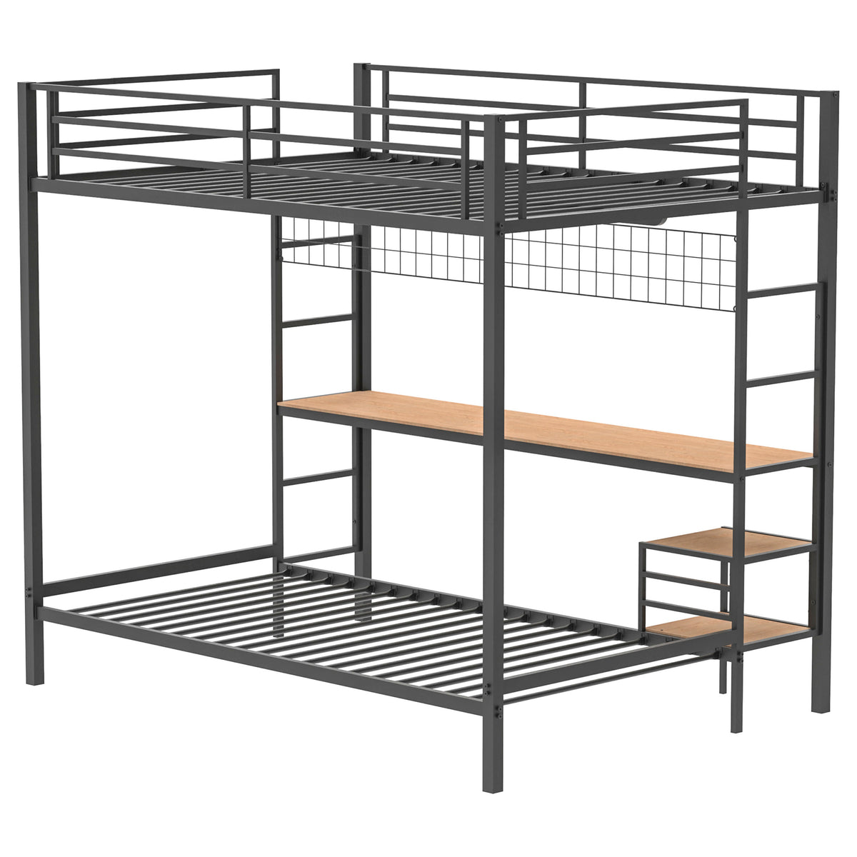Bettoni Full Over Twin Workstation Bunk Bed with Built-In Desk - Metal in Matte Black or Matte White – view 10