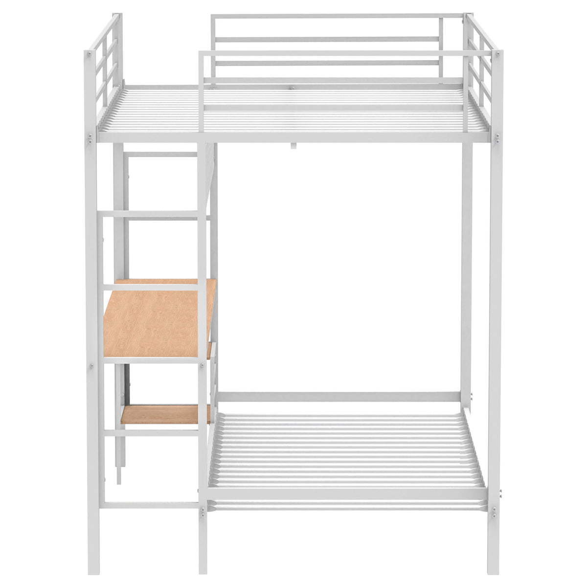 Bettoni Full Over Twin Workstation Bunk Bed with Built-In Desk - Metal in Matte Black or Matte White – view 14