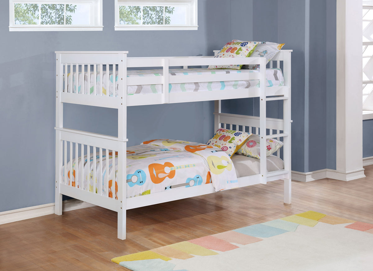 Chapman Twin Over Twin Bunk Bed - Solid Pine in White, Separable, with Optional Mattresses – view 8
