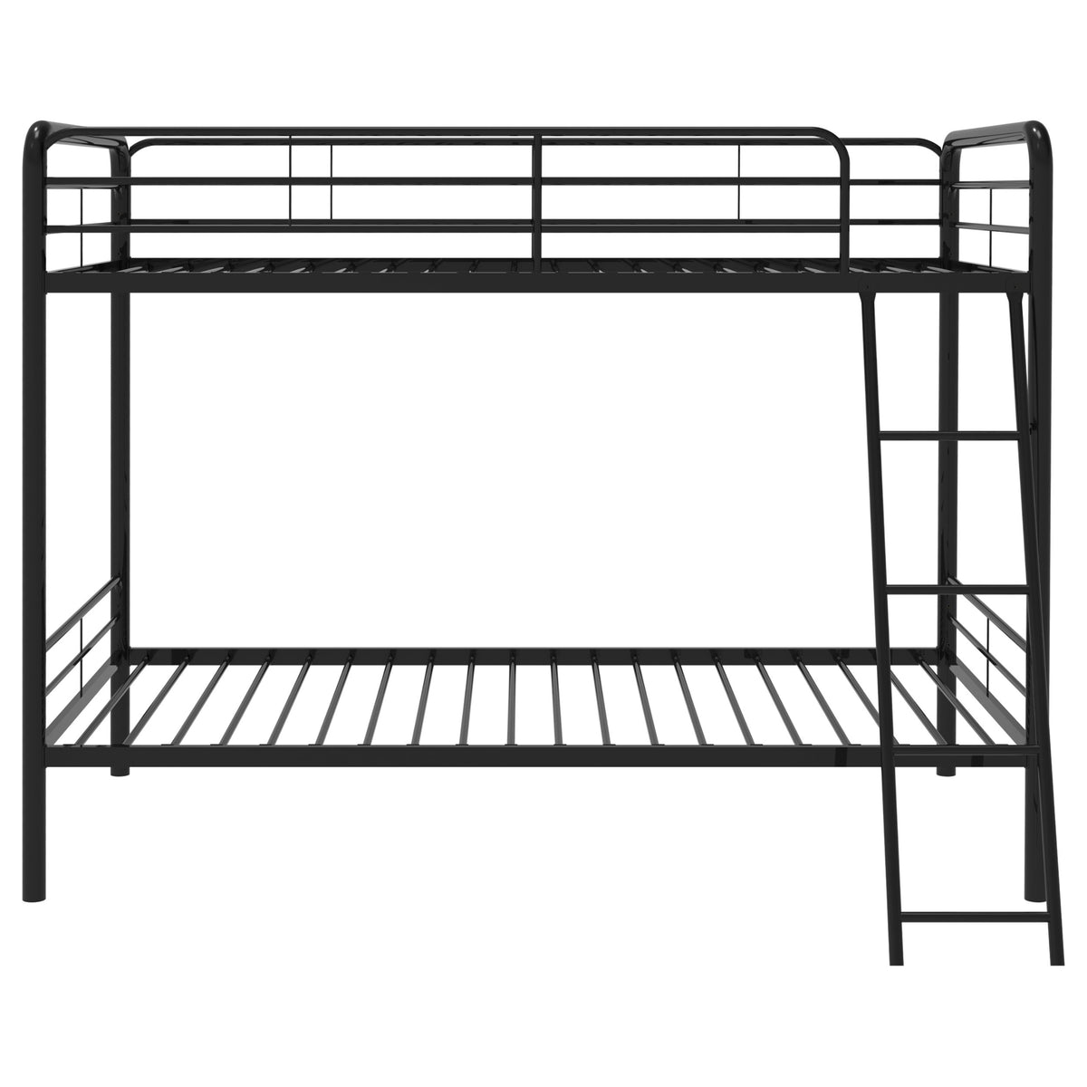 Carson Metal Twin Over Twin Bunk Bed - Full-Length Guardrails & Built-In Ladder in Glossy Black or Silver – view 5