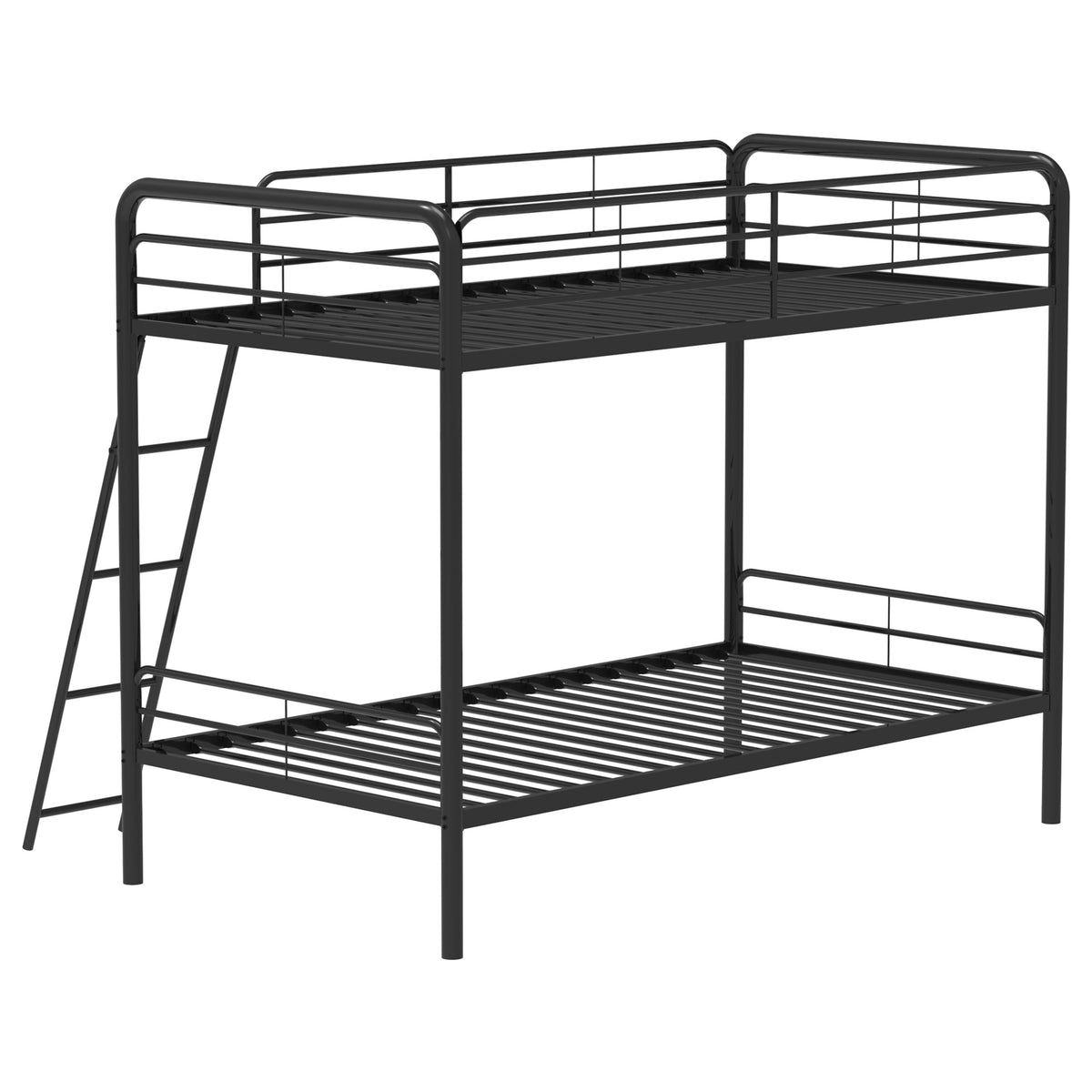 Carson Metal Twin Over Twin Bunk Bed - Full-Length Guardrails & Built-In Ladder in Glossy Black or Silver – view 8