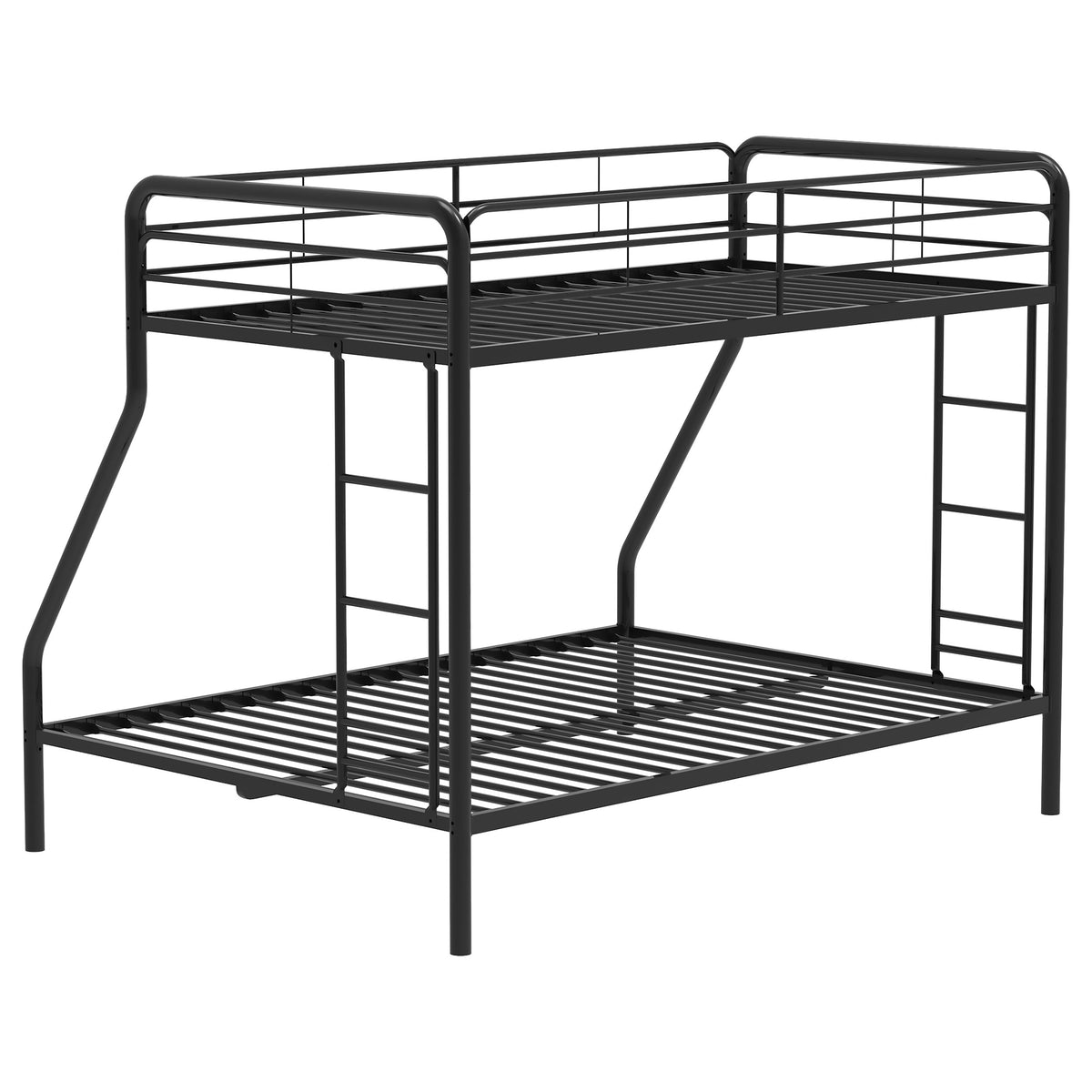 Carson Metal Twin over Full Bunk Bed with Guardrails & Ladders - Glossy Black or Silver – view 9