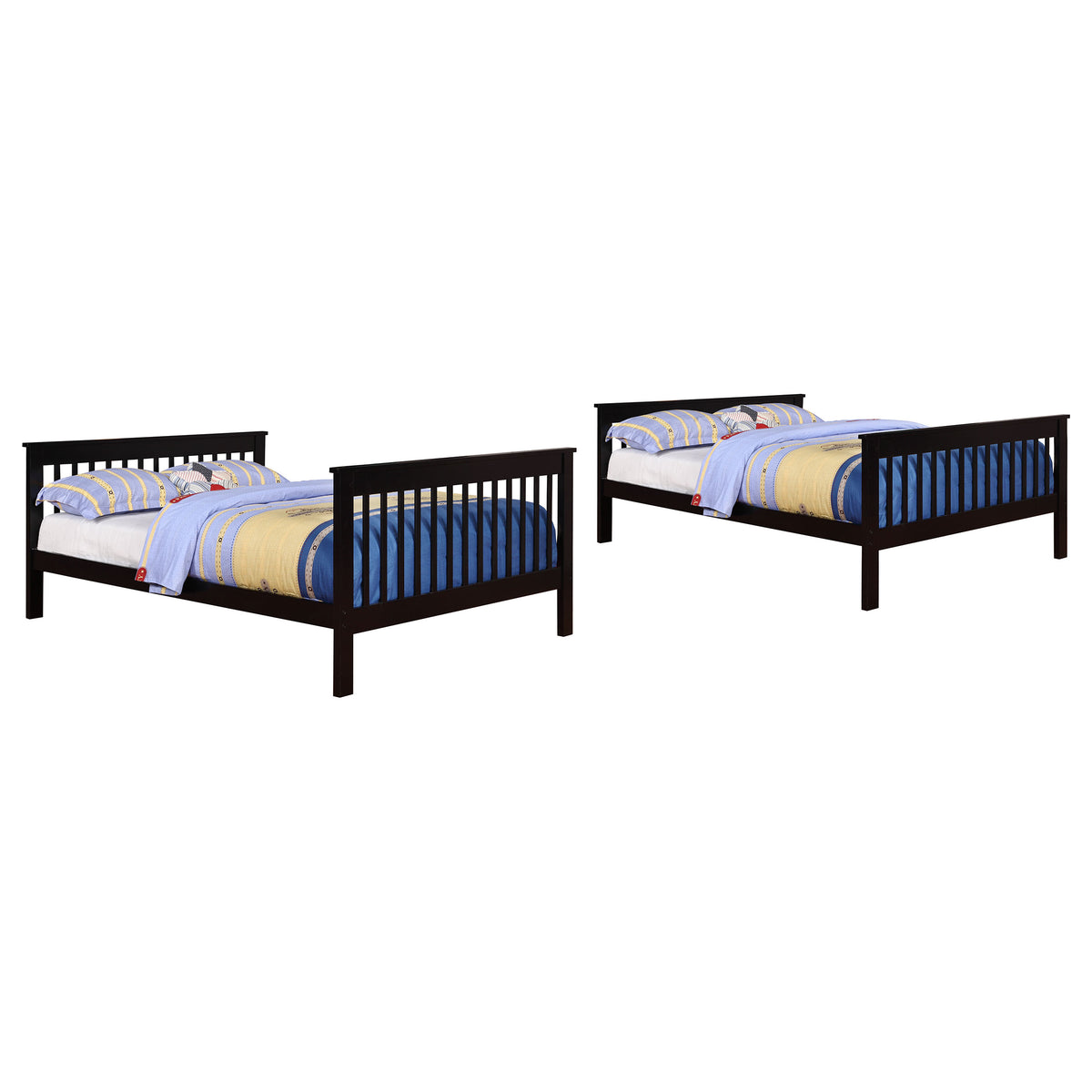 Chapman Full over Full Solid Pine Bunk Bed with Ladder & Guardrail - Black, Separates into 2 Beds – view 3