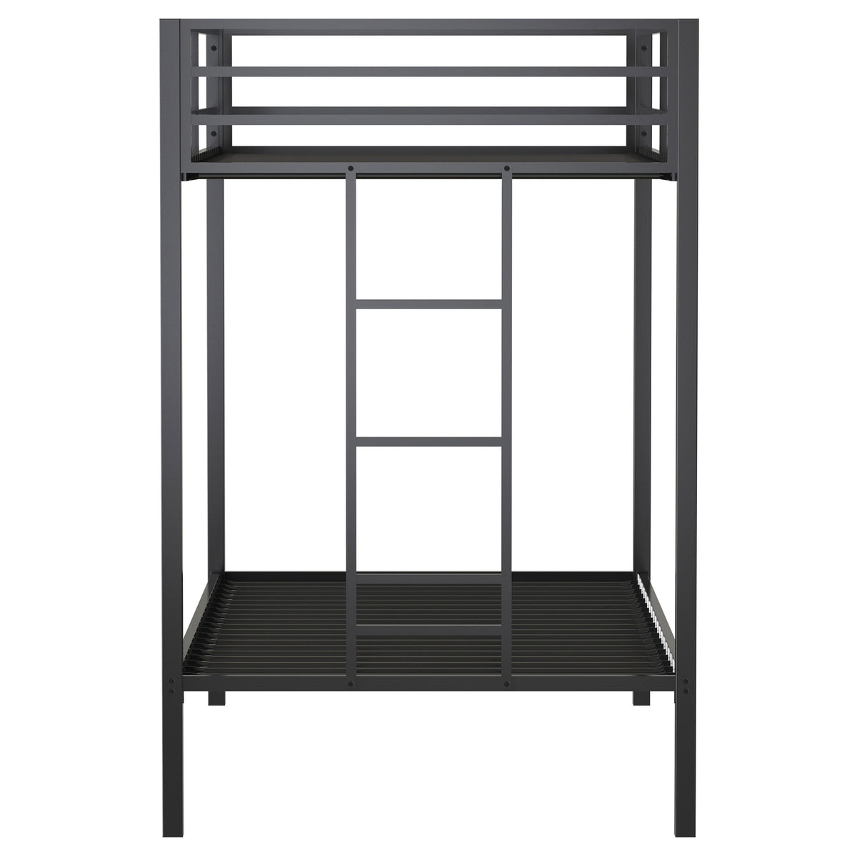 Alevera Metal Twin over Twin Bunk Bed with Ladder & Guardrail - Matte Black or Matte White – view 7