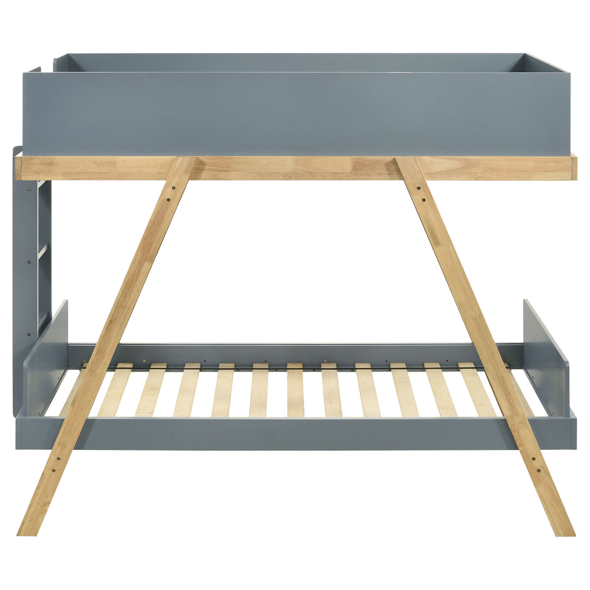 Frankie Twin Over Twin Bunk Bed - Trestle-Style Two-Tone Wood in White or Blue & Natural, Optional Mattresses – view 19