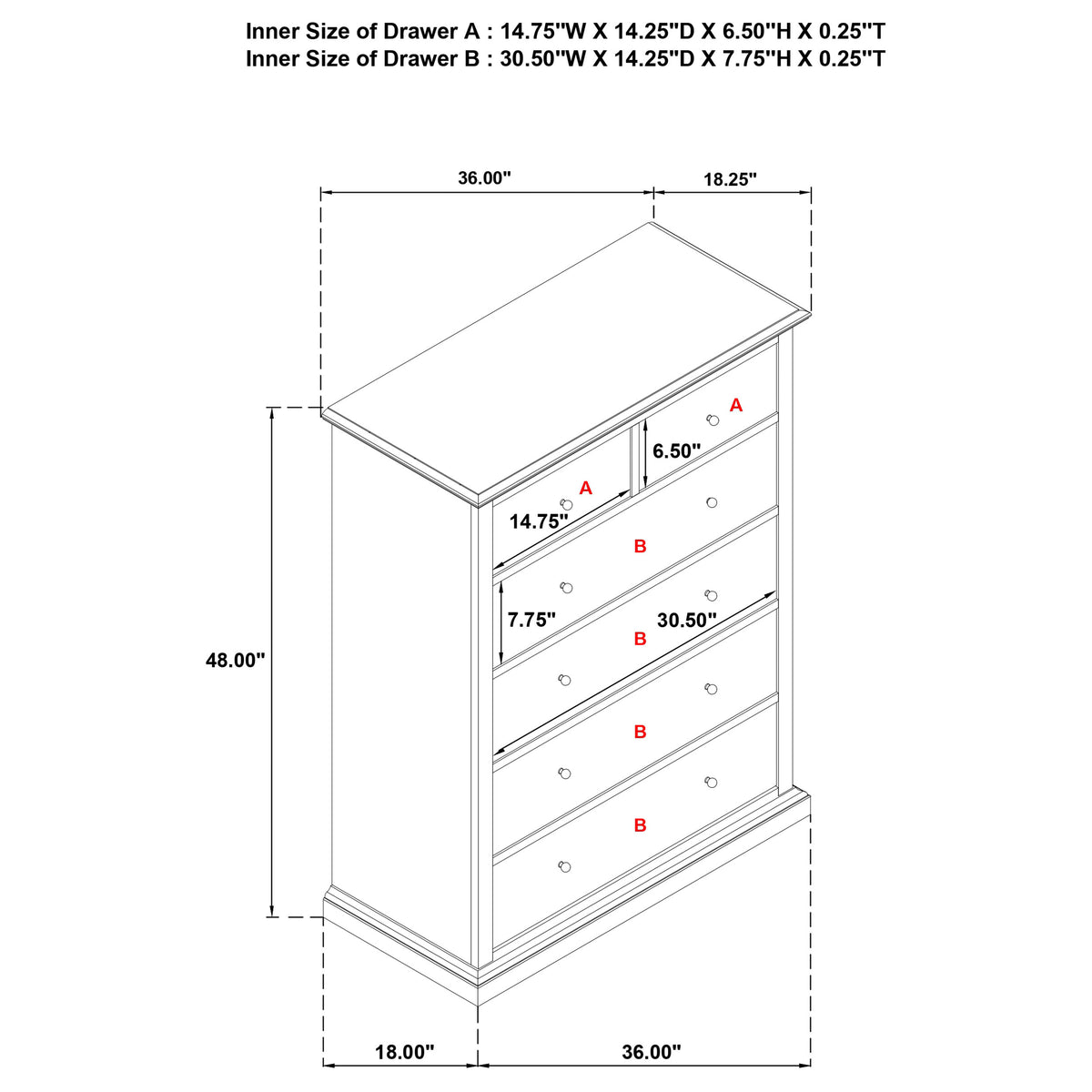 Sumerlin 6-Drawer Chest - Transitional Bedroom Storage with Round Knobs in Black, Cappuccino, Brown or White – view 15