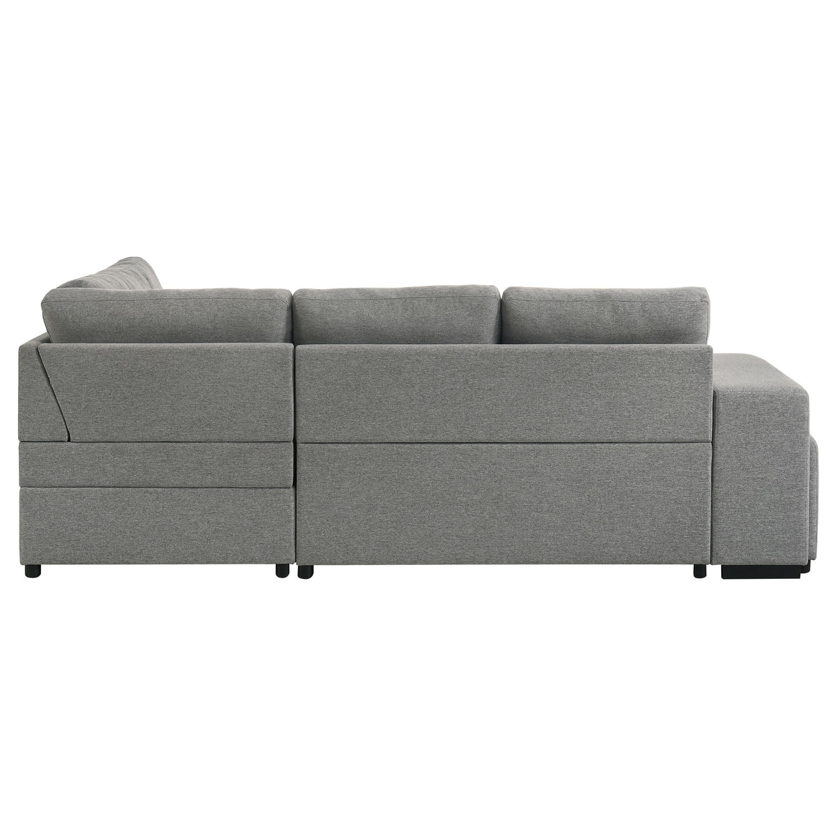 Roanne Sleeper Sectional Sofa with Storage Chaise & 2 Hidden Stools - Grey Tufted Fabric – view 13