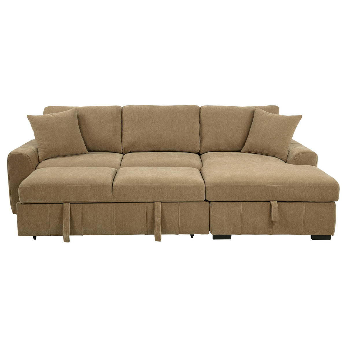 Pastrana Sleeper Sectional with Right Chaise - Camel Fabric, Pull-Out Bed & Track Arms – view 8