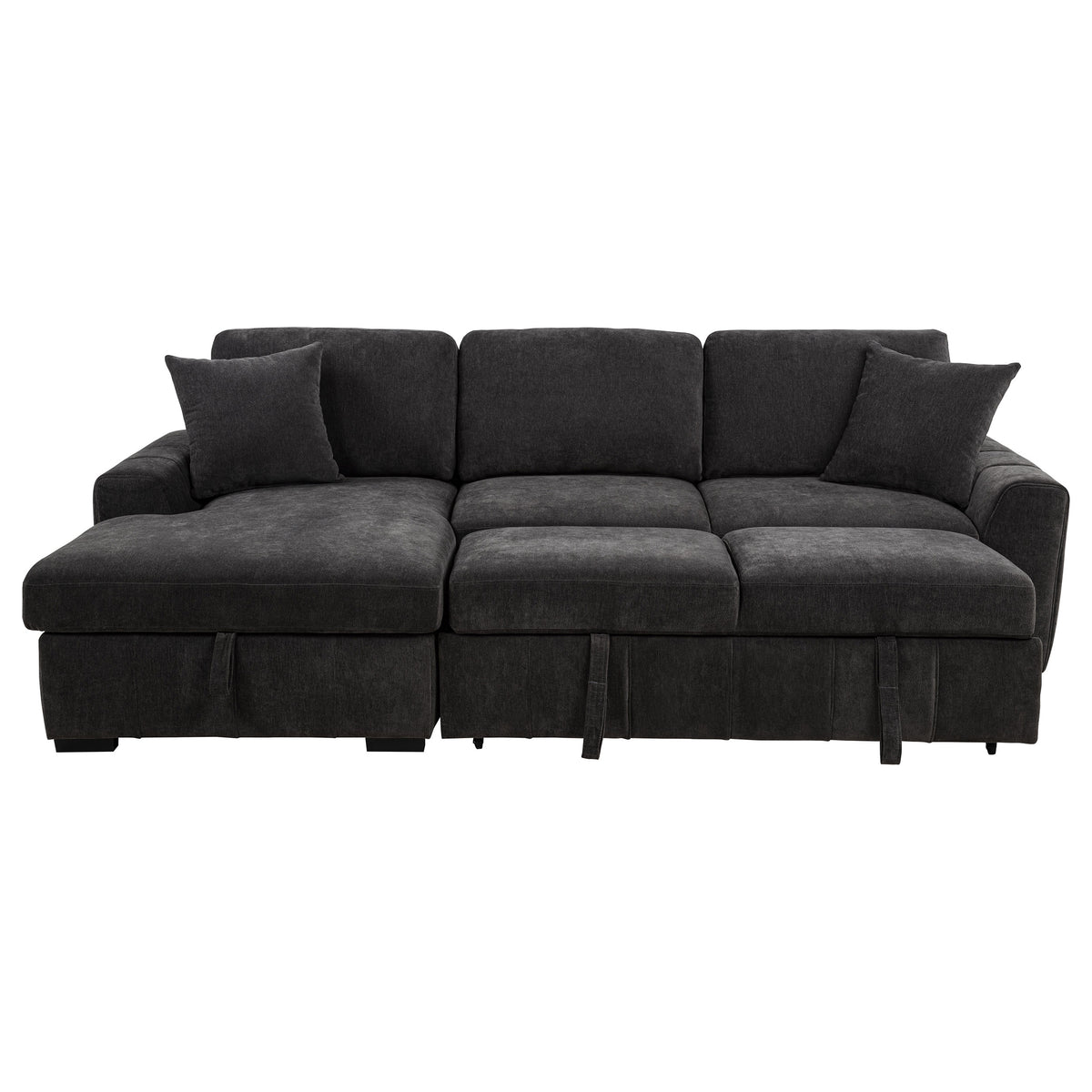 Pastrana Sleeper Sectional Sofa with Left-Facing Chaise - Charcoal Grey Fabric, Track Arms – view 8