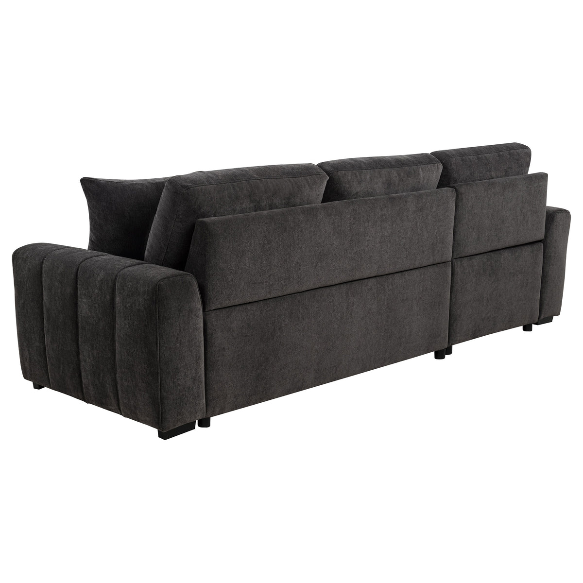 Pastrana Sleeper Sectional Sofa with Left-Facing Chaise - Charcoal Grey Fabric, Track Arms – view 10