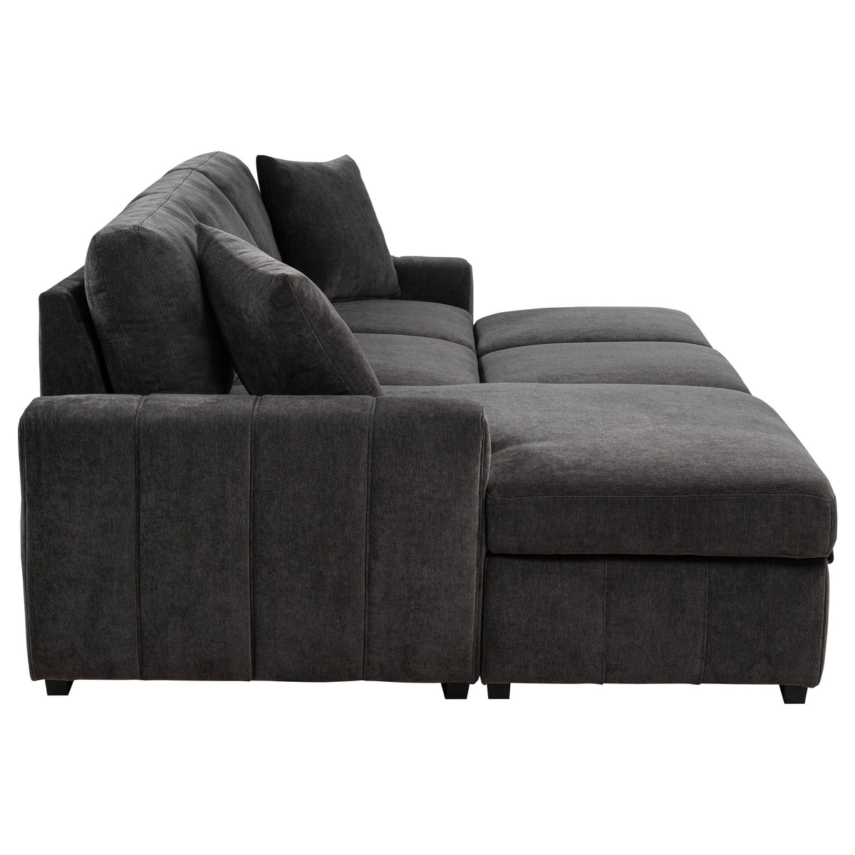 Pastrana Sleeper Sectional Sofa with Left-Facing Chaise - Charcoal Grey Fabric, Track Arms – view 13