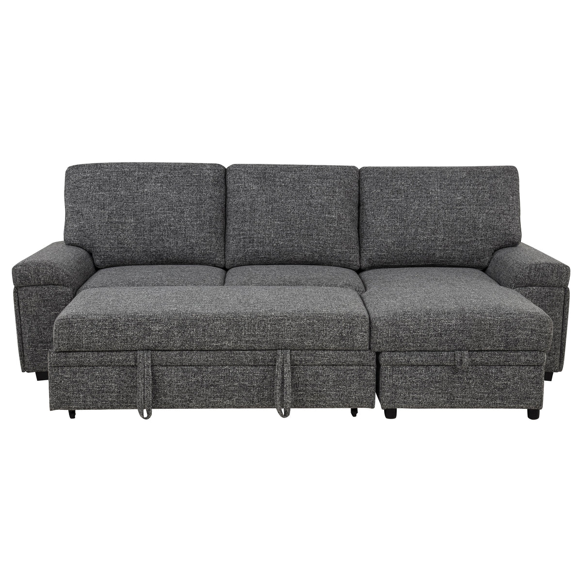 Demko Sleeper Sectional Sofa with Storage Chaise - Bluetooth Speakers, USB Charging & Cupholders in Granite – view 7
