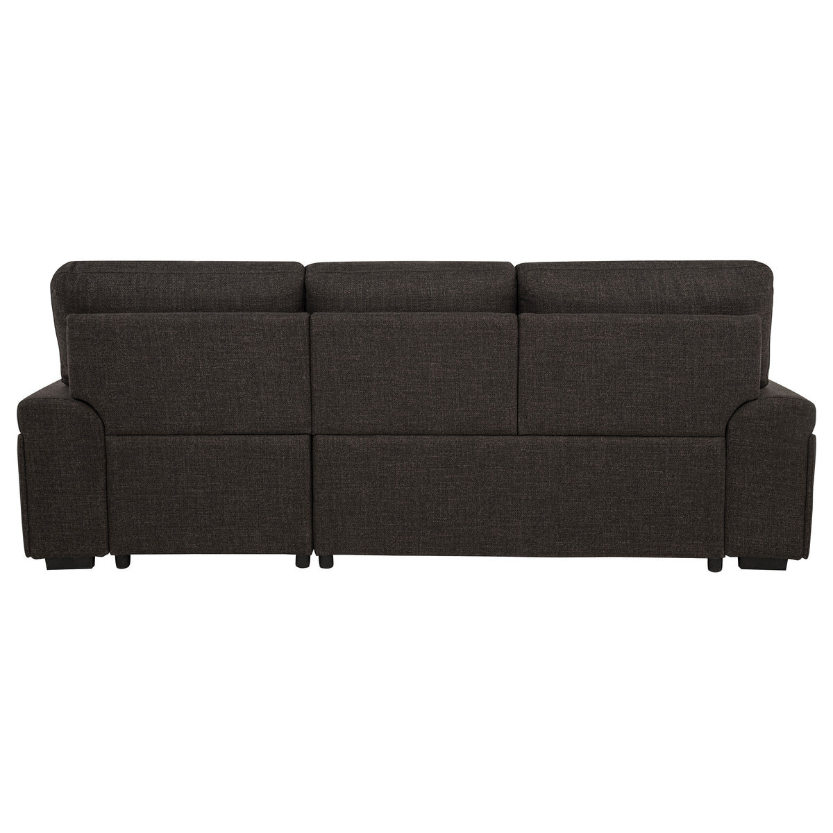 Demko Sleeper Sectional with Storage Chaise - Brown Fabric with Bluetooth Speakers, USB & Cup Holders – view 12
