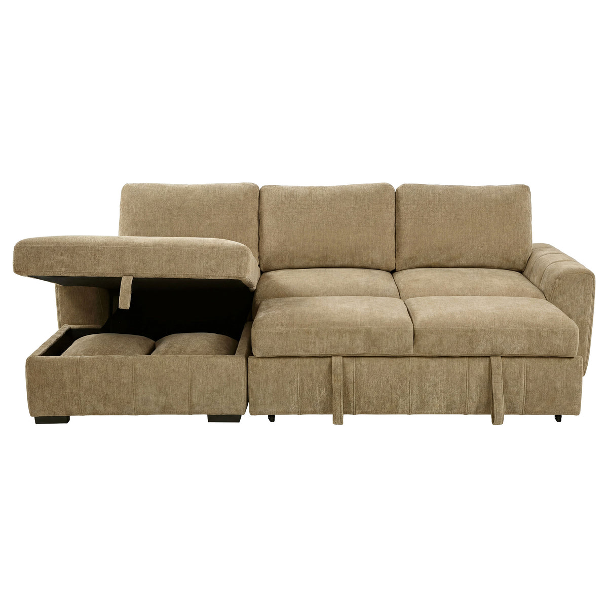 Pastrana Sleeper Sectional Sofa with LAF Chaise - Camel Fabric with Wide Track Arms – view 6