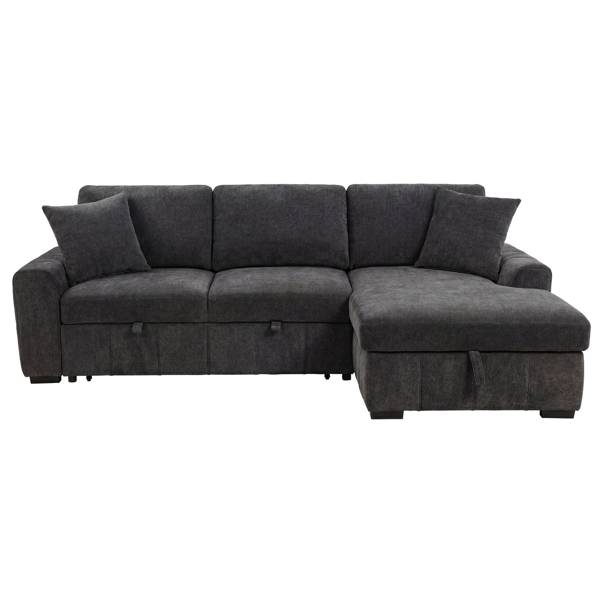 Pastrana Sleeper Sectional Sofa with Right-Facing Chaise - Charcoal Grey Fabric with Track Arms – view 4