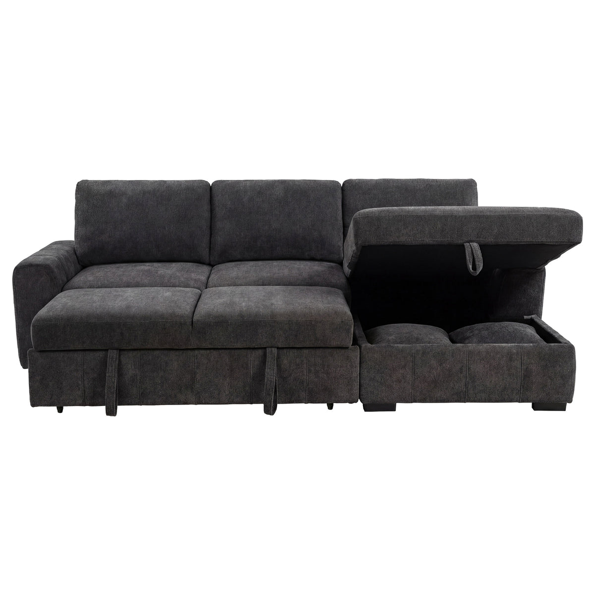 Pastrana Sleeper Sectional Sofa with Right-Facing Chaise - Charcoal Grey Fabric with Track Arms – view 6