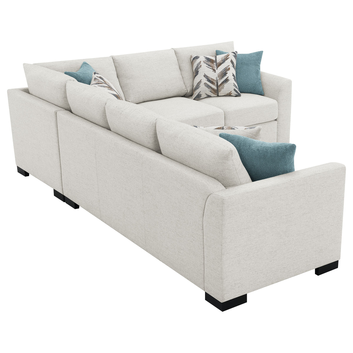 Ashford Sleeper Sectional Sofa - Greige Chenille with Pull-Out Memory Foam Bed & 6 Accent Pillows – view 12
