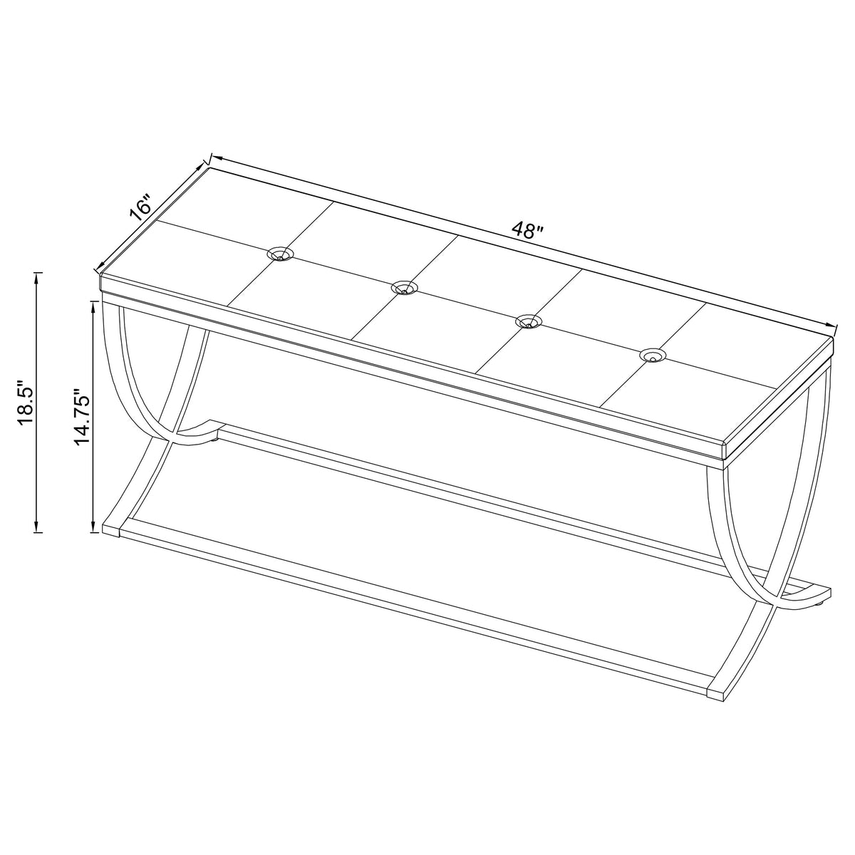 Walton Tufted Leatherette Accent Bench - Black Upholstery on Polished Chrome Frame – view 5