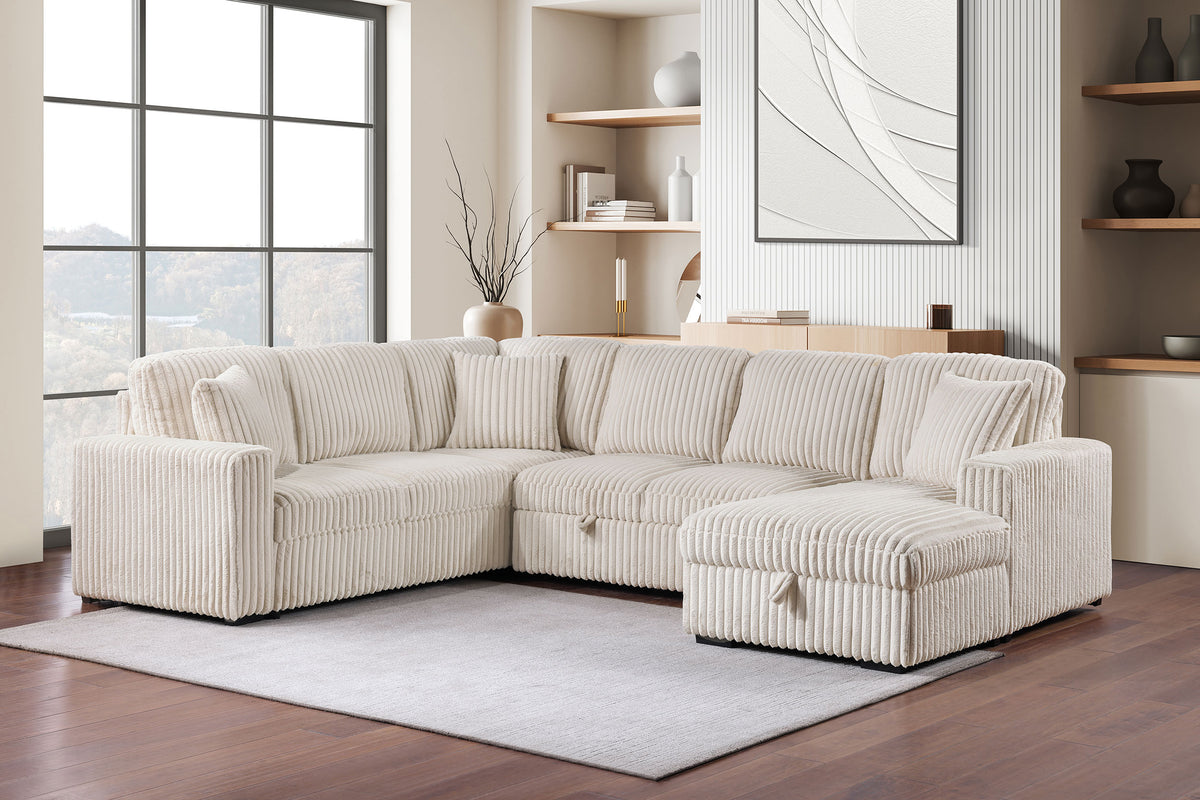 Devonshire Sleeper Sectional with Pop-Up Bed & Storage Chaise - Camel Corduroy – view 1
