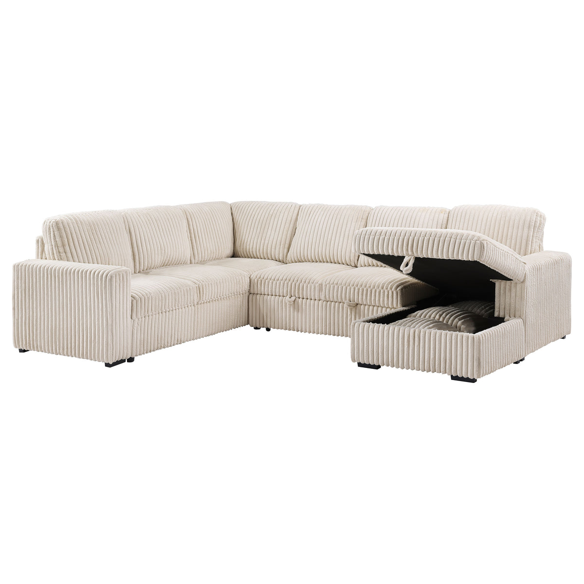 Devonshire Sleeper Sectional with Pop-Up Bed & Storage Chaise - Camel Corduroy – view 6