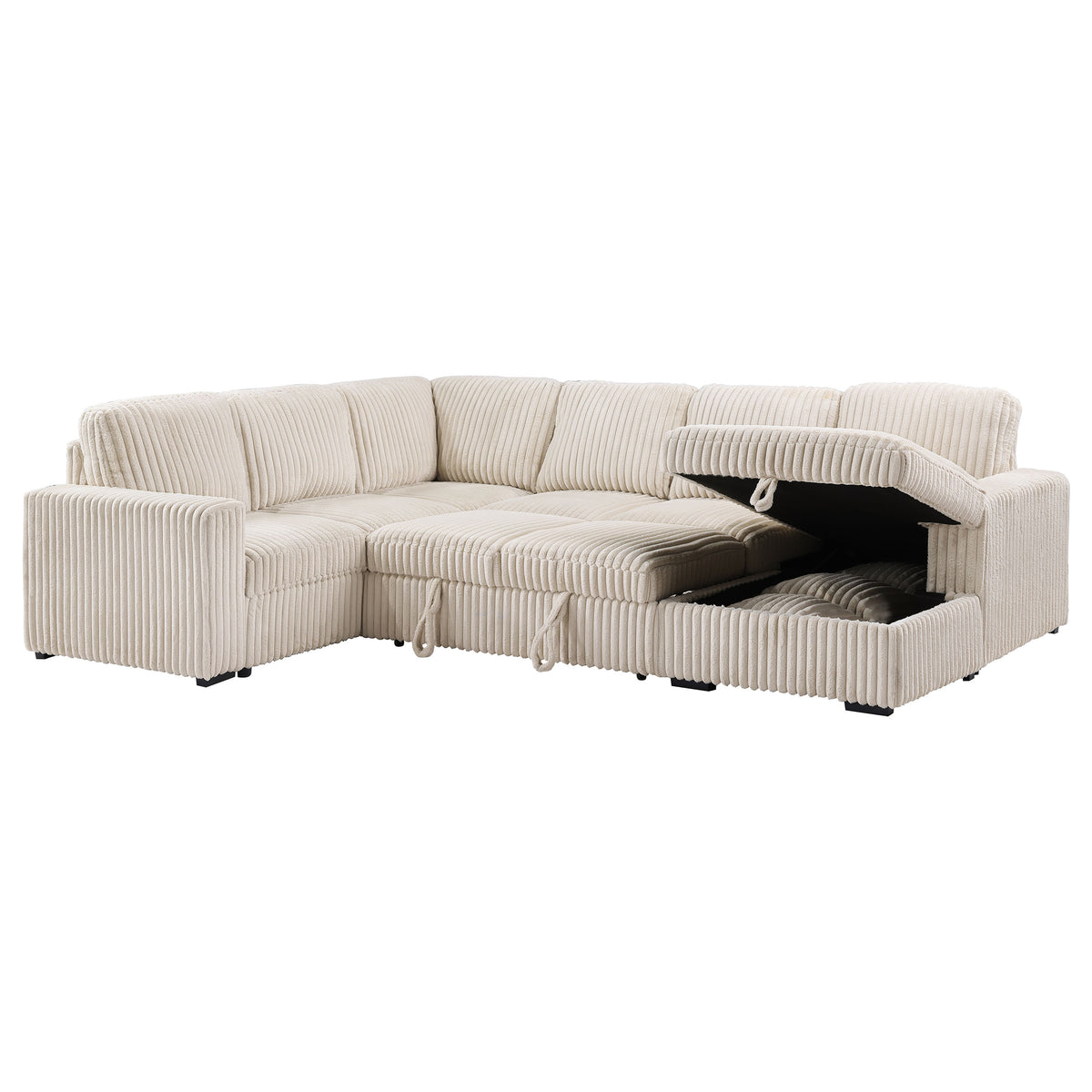 Devonshire Sleeper Sectional with Pop-Up Bed & Storage Chaise - Camel Corduroy – view 8