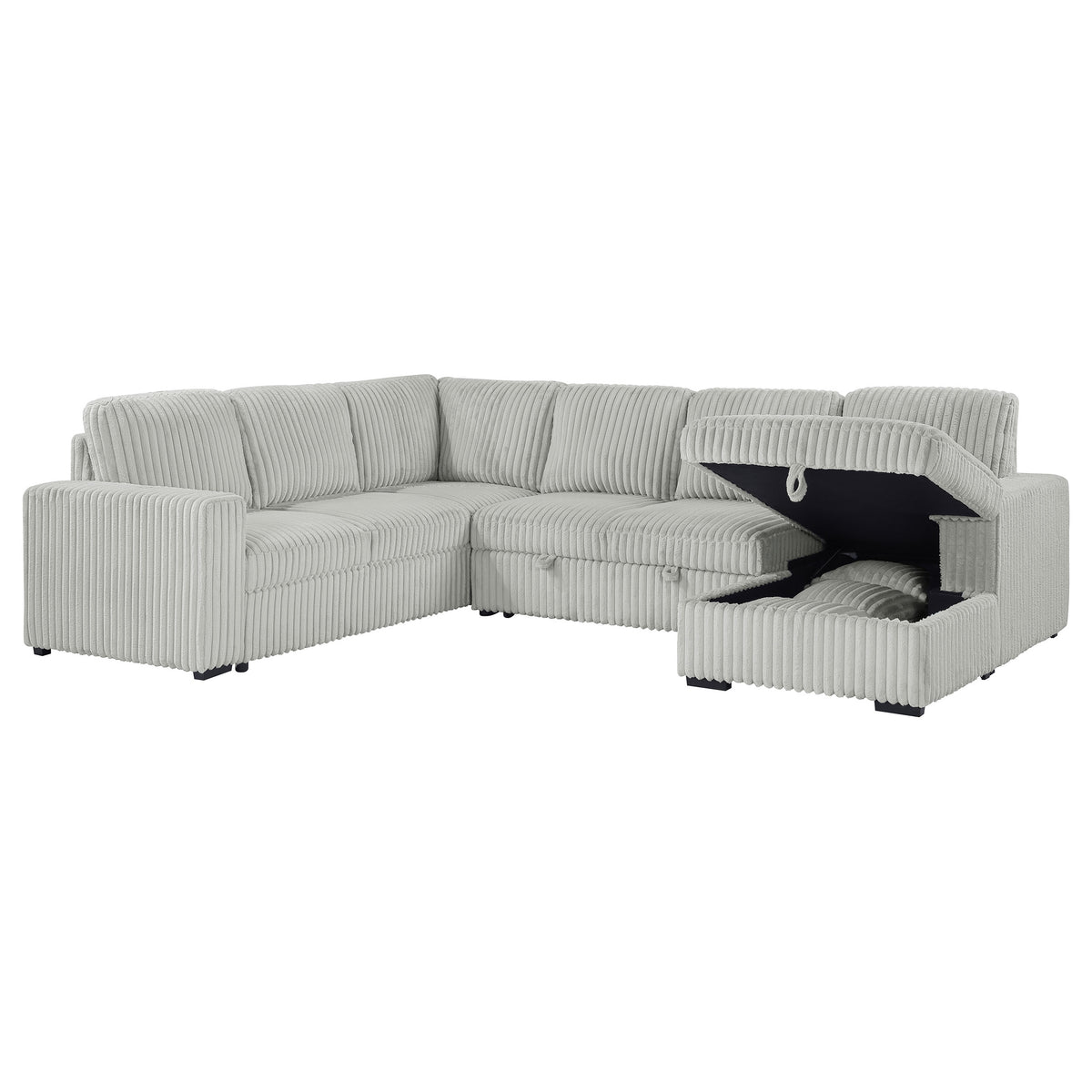 Devonshire Sleeper Sectional Sofa with Storage Chaise & Pop-Up Bed - Grey Corduroy – view 6