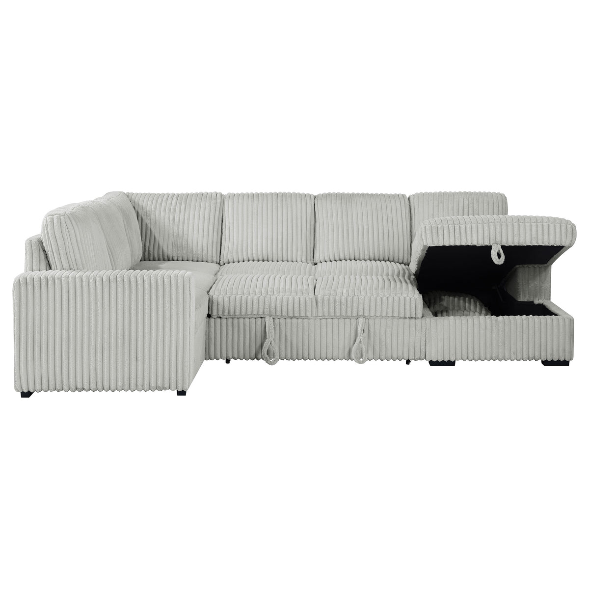 Devonshire Sleeper Sectional Sofa with Storage Chaise & Pop-Up Bed - Grey Corduroy – view 11