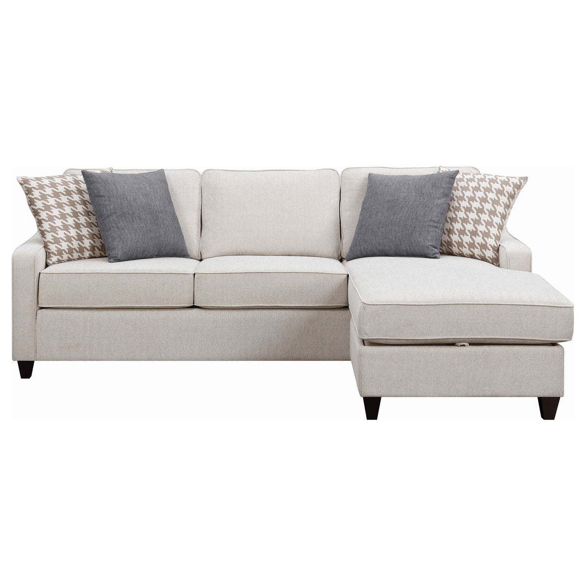 Mcloughlin Sloped Arm Sectional with Reversible Chaise - Platinum Chenille, Espresso Tapered Feet – view 3