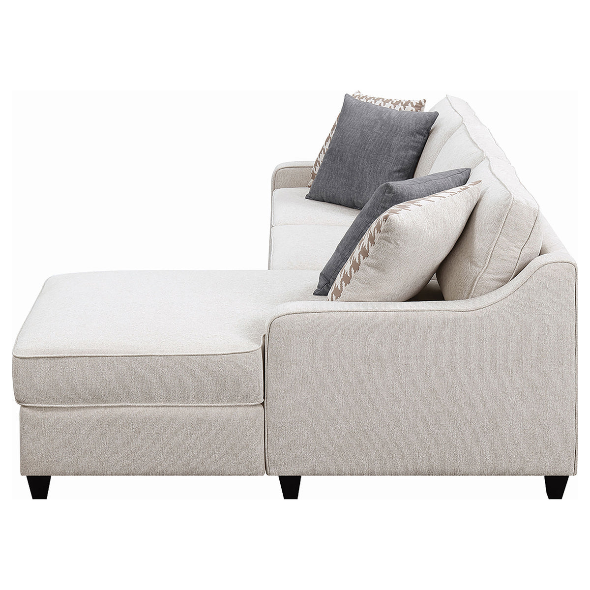 Mcloughlin Sloped Arm Sectional with Reversible Chaise - Platinum Chenille, Espresso Tapered Feet – view 4
