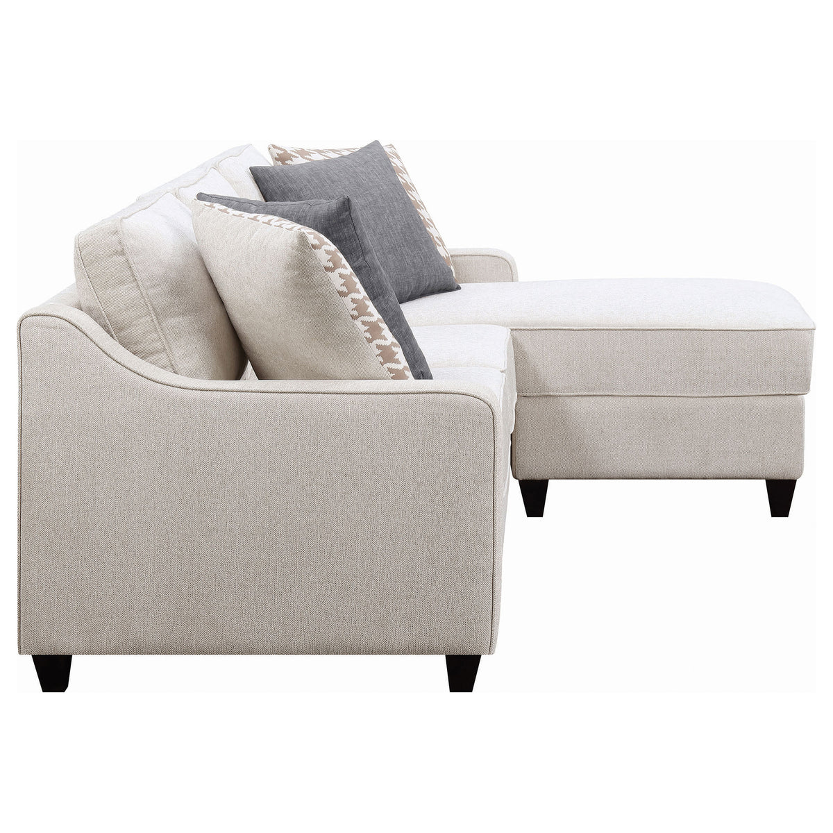 Mcloughlin Sloped Arm Sectional with Reversible Chaise - Platinum Chenille, Espresso Tapered Feet – view 6