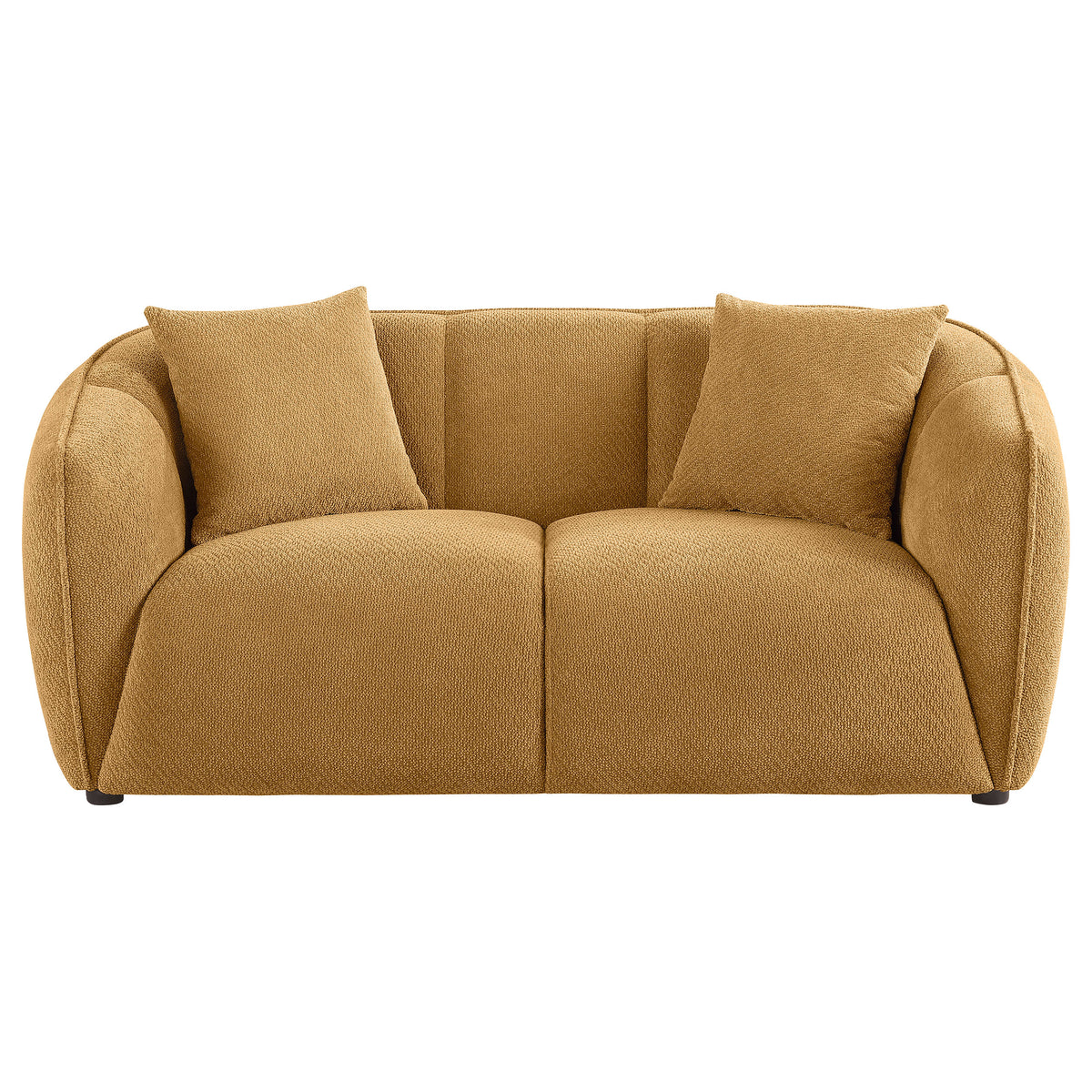 Aleisha Channel-Back Chenille Sofa, Loveseat & Chair - Rounded Shelter Arms in Mustard Yellow – view 15