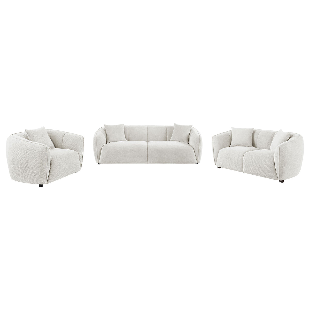 Aleisha Channel-Back Chenille Sofa, Loveseat & Accent Chair - 3pcs- Sofa + Loveseat + Accent Chair