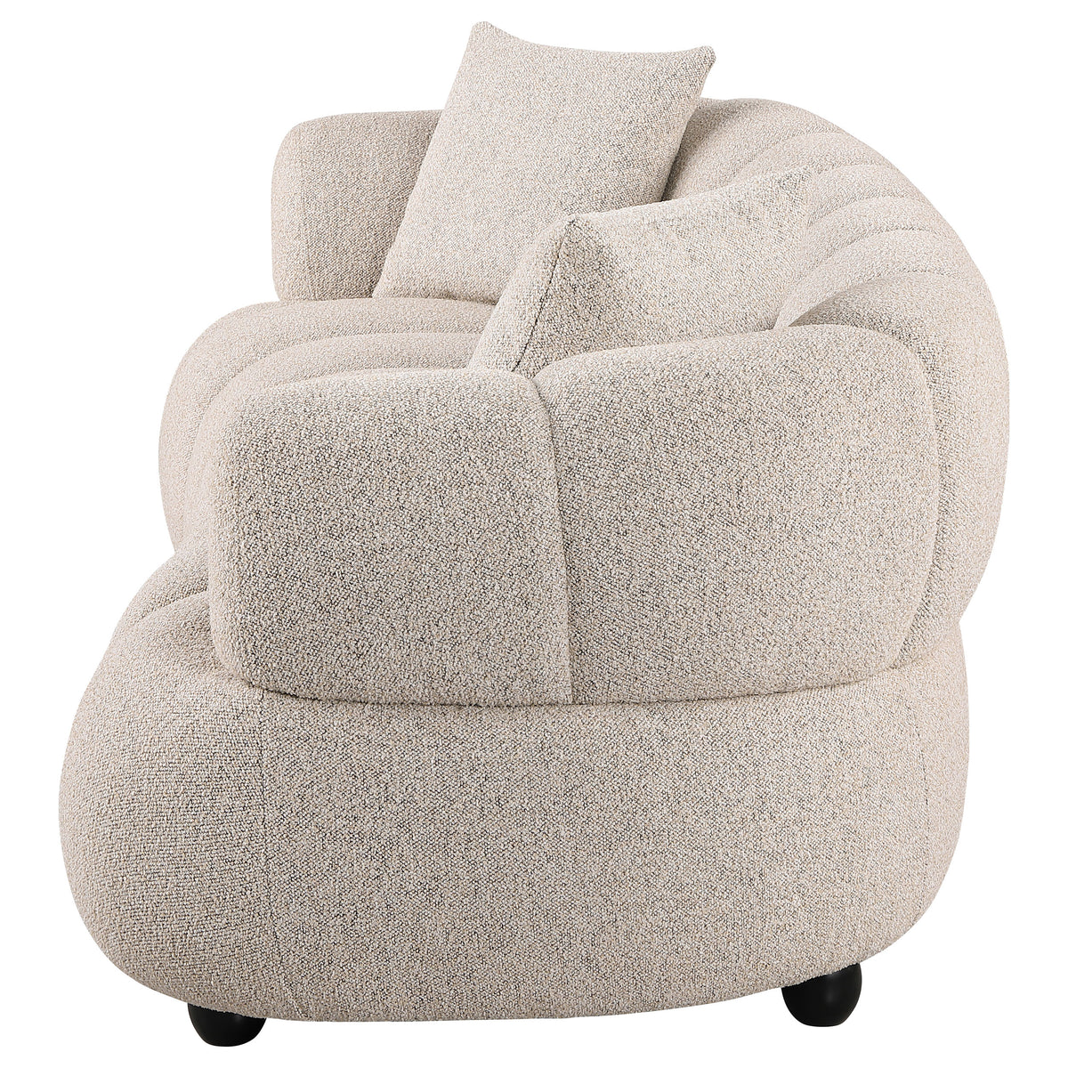 Whitney Channel Tufted Boucle Sofa, Loveseat & Accent Chair - Rounded Arms in Pebble, Contemporary Living Room Sets – view 8
