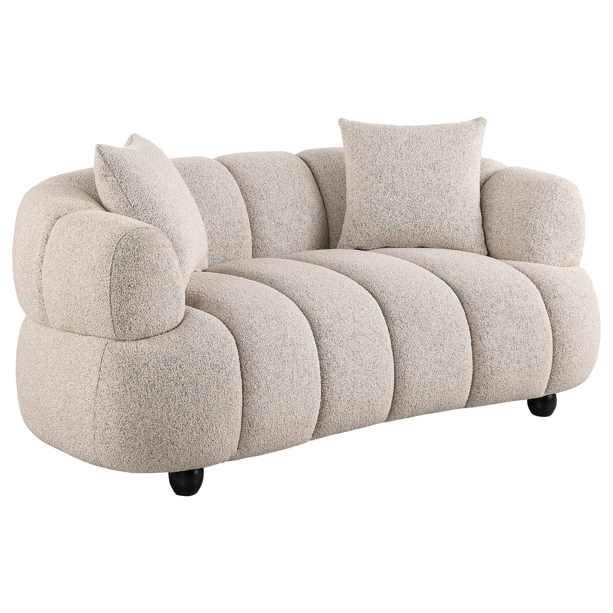 Whitney Channel Tufted Boucle Sofa, Loveseat & Accent Chair - Loveseat