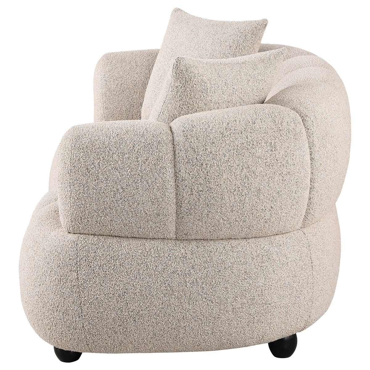 Whitney Channel Tufted Boucle Sofa, Loveseat & Accent Chair - Rounded Arms in Pebble, Contemporary Living Room Sets – view 17