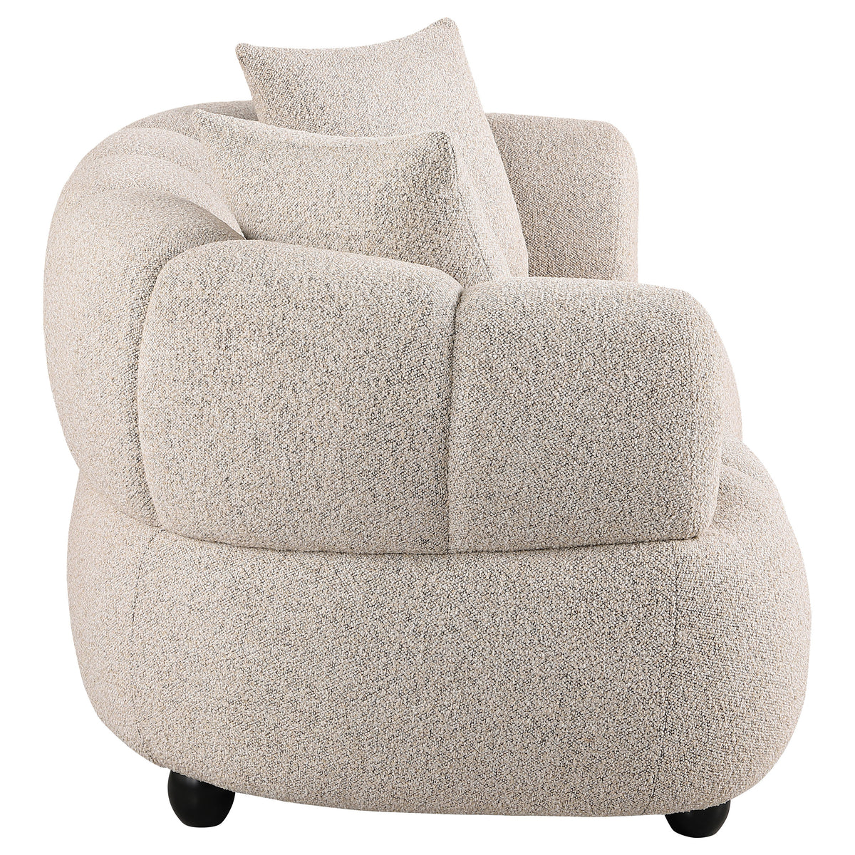Whitney Channel Tufted Boucle Sofa, Loveseat & Accent Chair - Rounded Arms in Pebble, Contemporary Living Room Sets – view 20