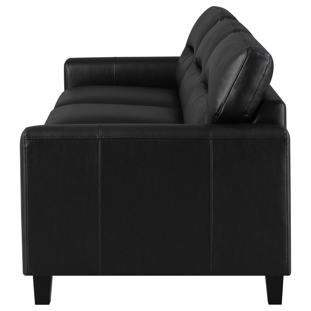Scotland Track Arm Sofa, Loveseat & Chair - Black Faux Leather Living Room Sets – view 11