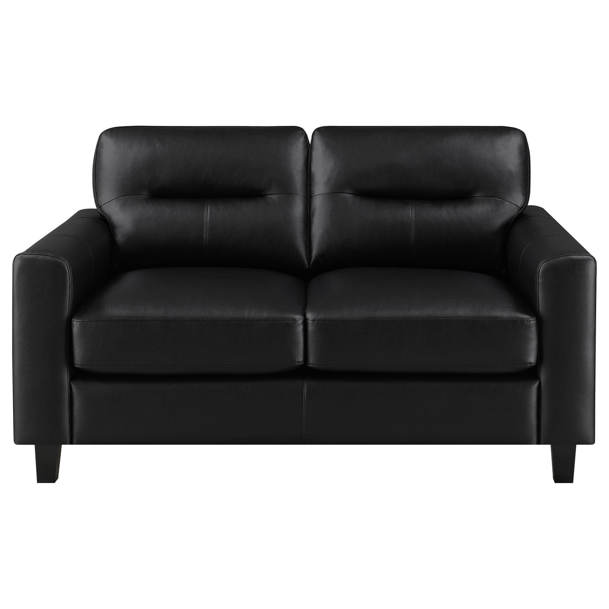 Scotland Track Arm Sofa, Loveseat & Chair - Black Faux Leather Living Room Sets – view 18