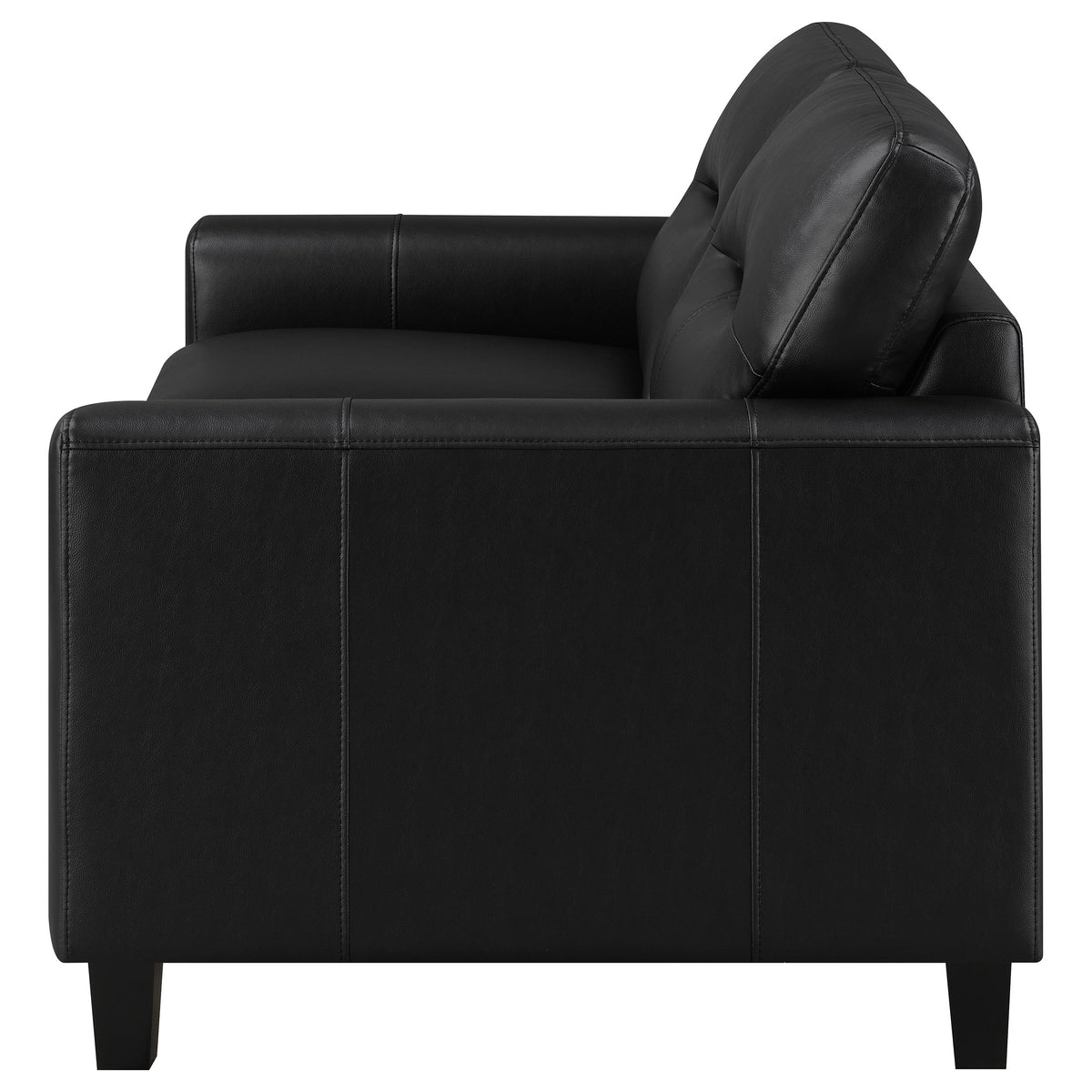 Scotland Track Arm Sofa, Loveseat & Chair - Black Faux Leather Living Room Sets – view 20