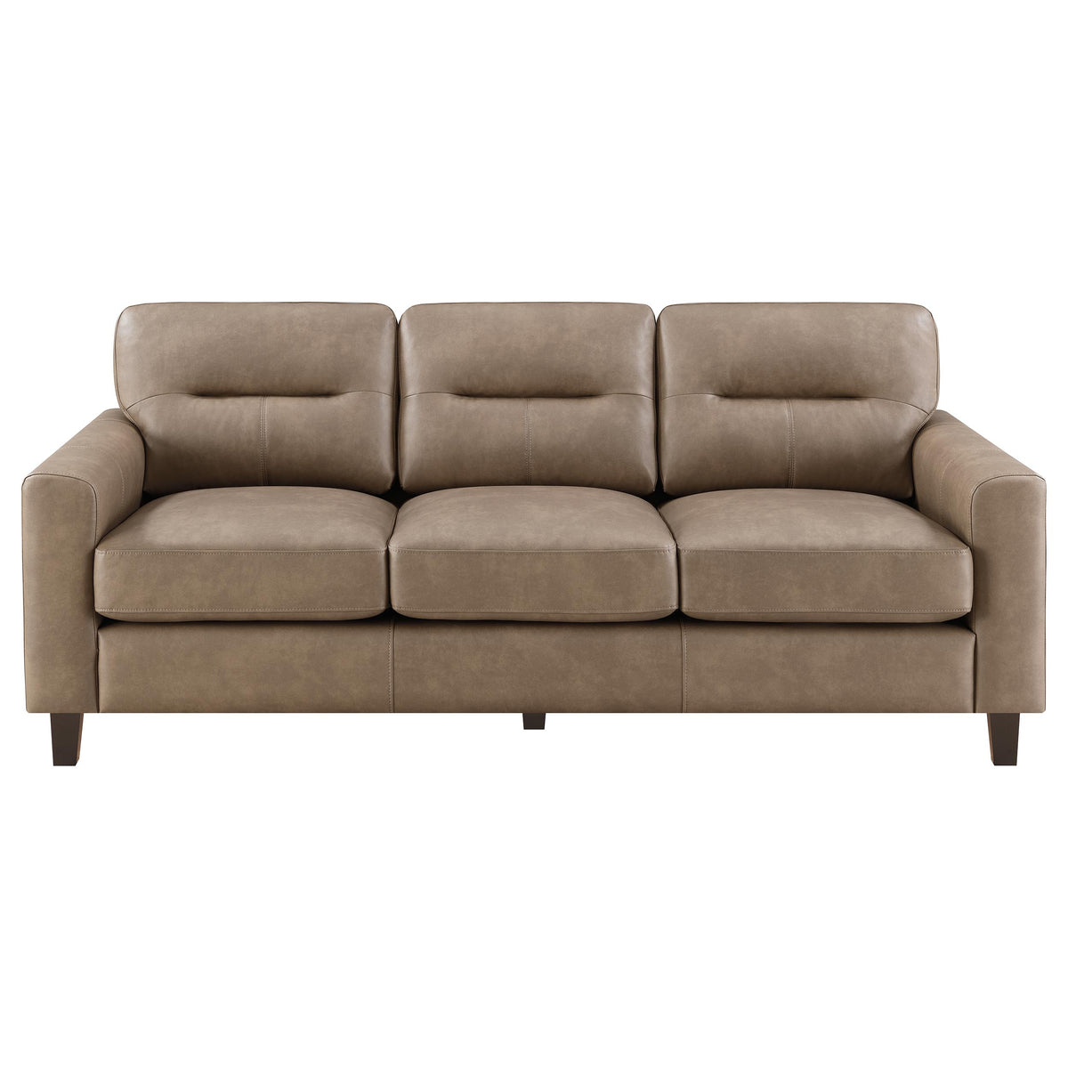 Scotland Track Arm Sofa, Loveseat & Chair - Brown Faux Leather Living Room Sets – view 10