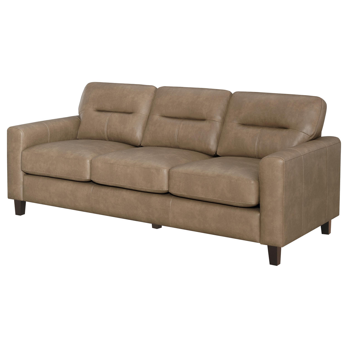 Scotland Track Arm Sofa, Loveseat & Chair - Brown Faux Leather Living Room Sets – view 11