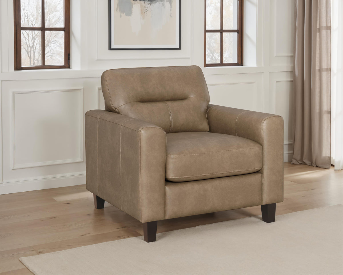 Scotland Track Arm Sofa, Loveseat & Chair - Brown Faux Leather Living Room Sets - lifestyle