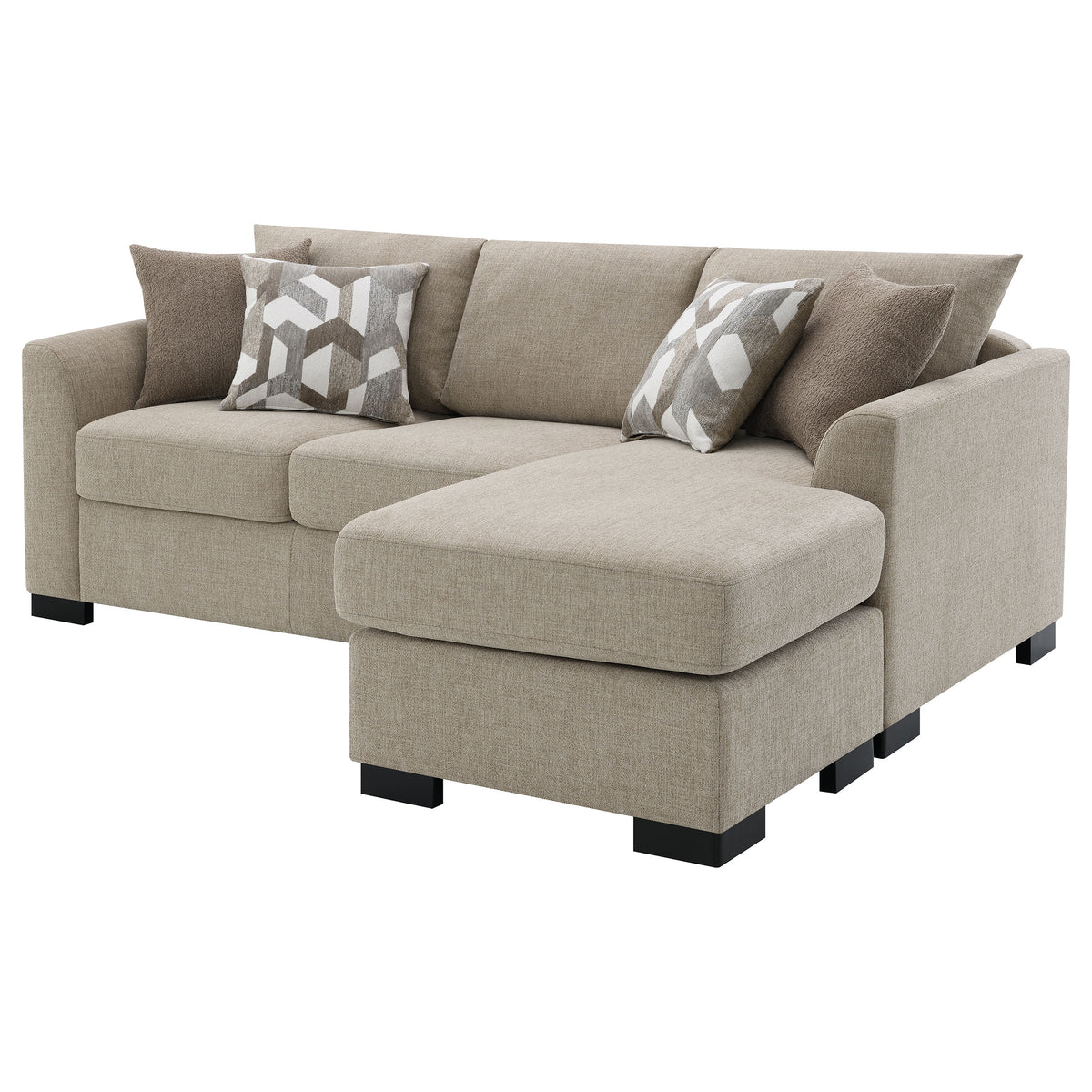 Storey Sleeper Sectional Chaise Sofa - Camel Chenille with Pull-Out Bed & Geometric Accent Pillows – view 11