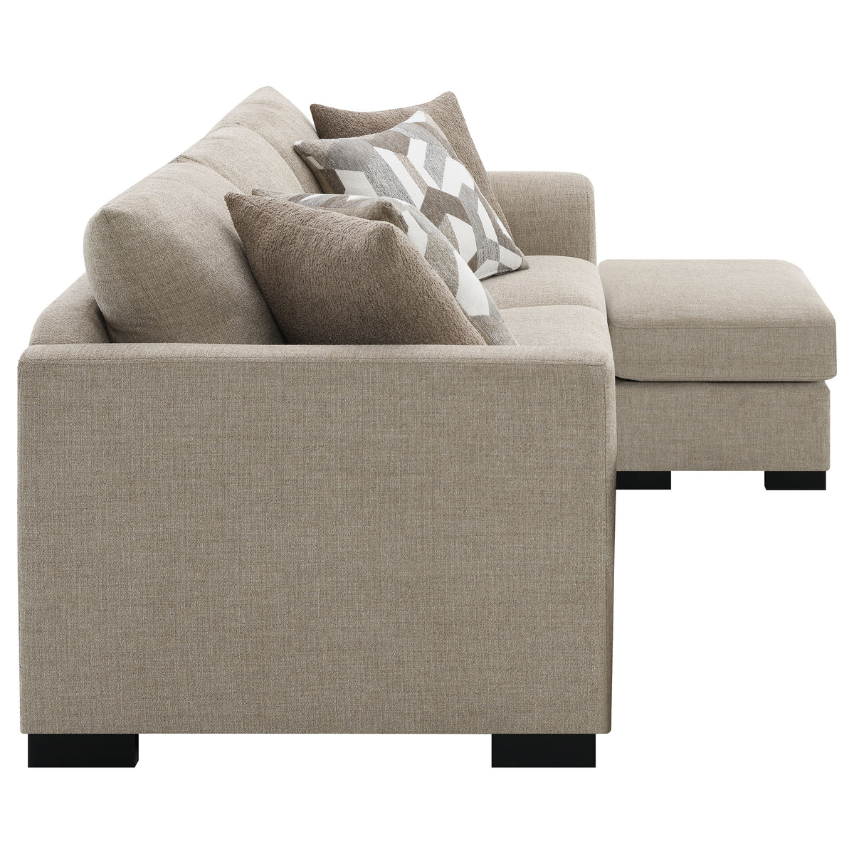 Storey Sleeper Sectional Chaise Sofa - Camel Chenille with Pull-Out Bed & Geometric Accent Pillows – view 15
