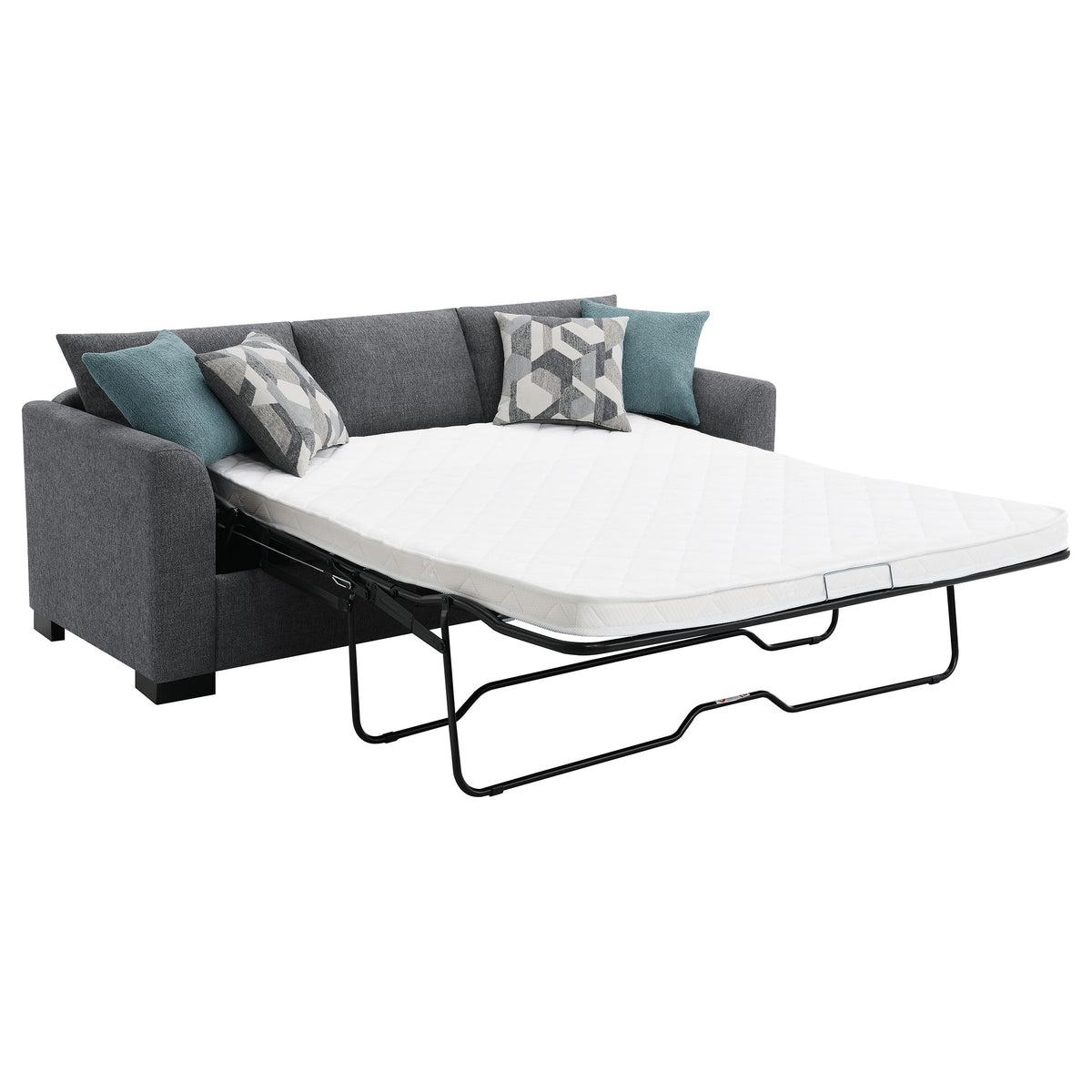 Storey Sleeper Sectional Sofa with Chaise - Grey Chenille with Rounded Track Arms & Accent Pillows – view 6