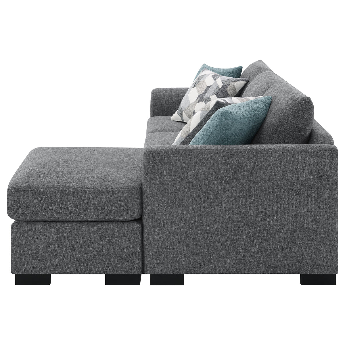 Storey Sleeper Sectional Sofa with Chaise - Grey Chenille with Rounded Track Arms & Accent Pillows – view 12