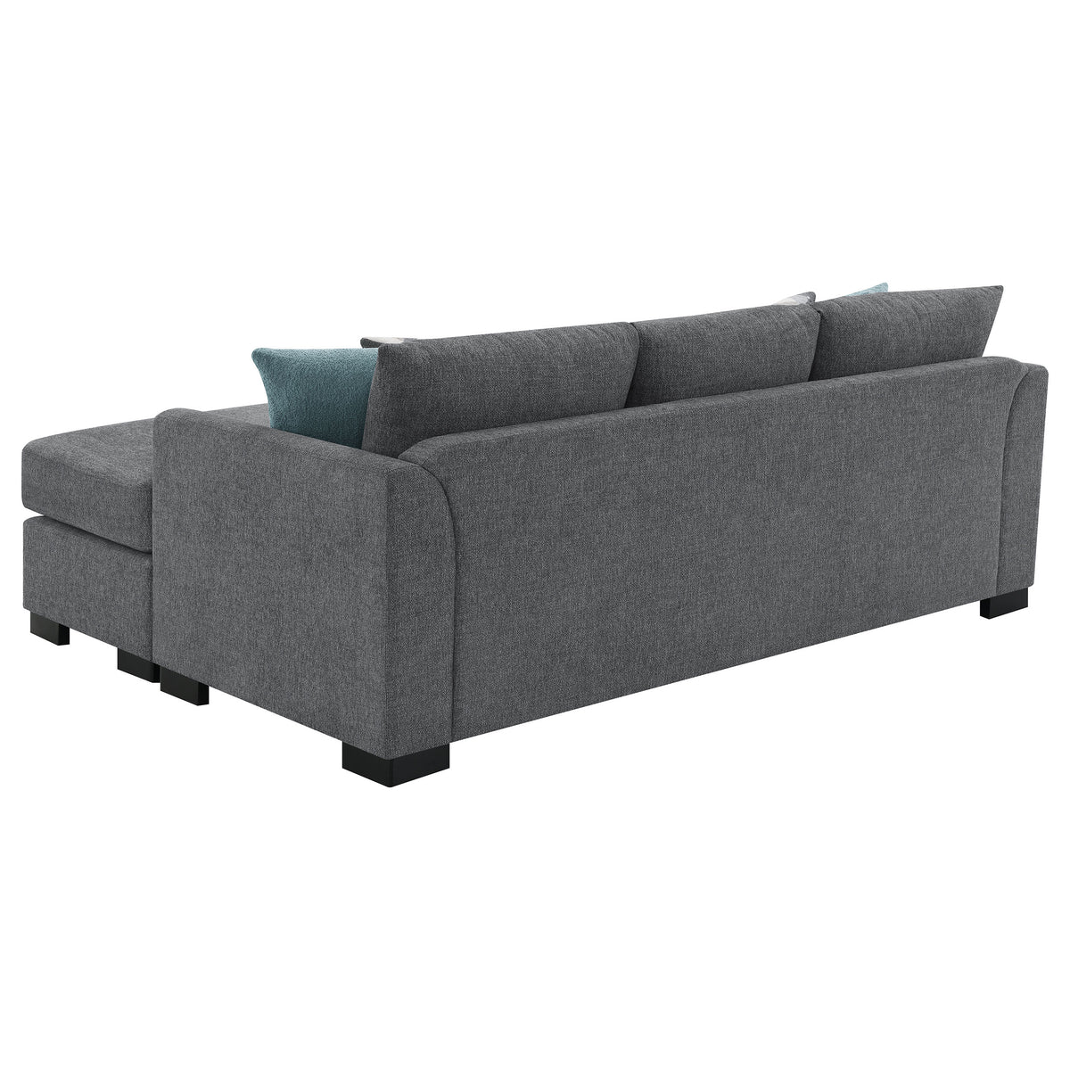 Storey Sleeper Sectional Sofa with Chaise - Grey Chenille with Rounded Track Arms & Accent Pillows – view 13