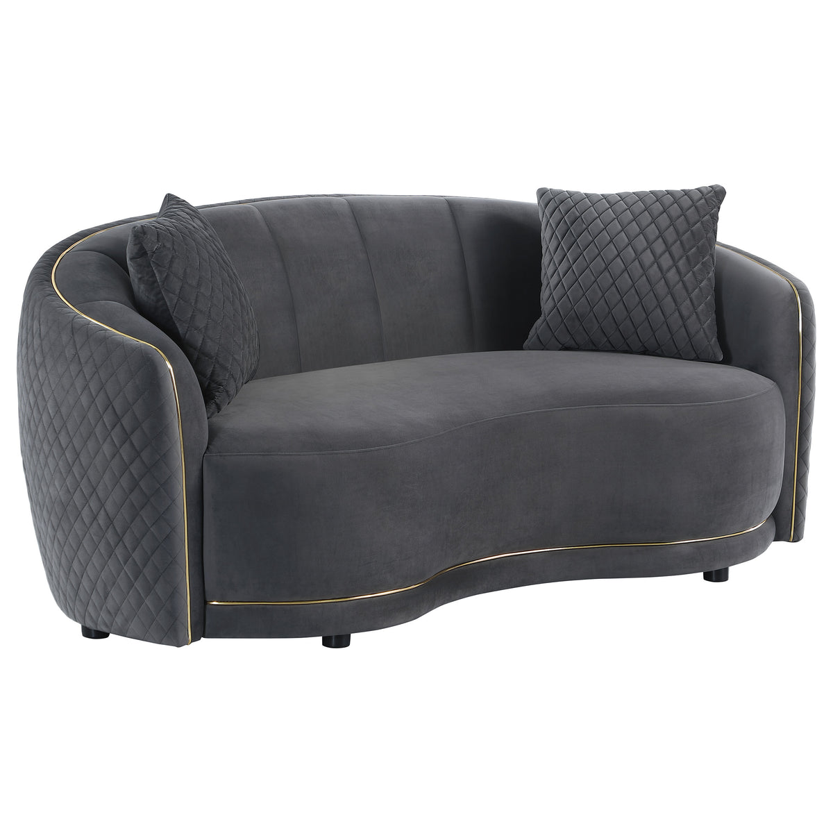 Brookside Curved Velvet Sofa & Loveseat - Loveseat